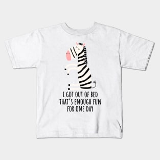 Got Out Of Bed Funny Cartoon Zebra Kids T-Shirt